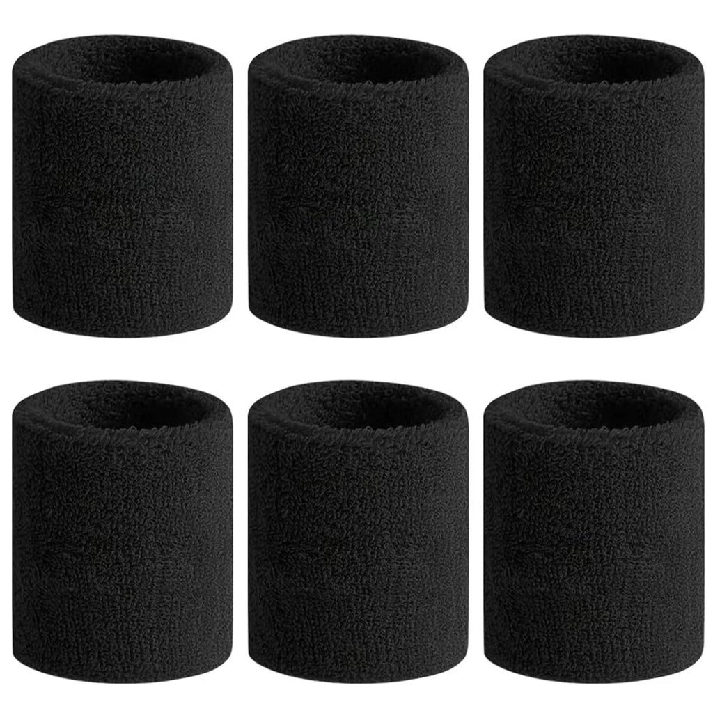 6Pcs Sweat Absorption Sports Wristband, Moisture Wicking Wrist Guard for Tennis, Basketball, Running